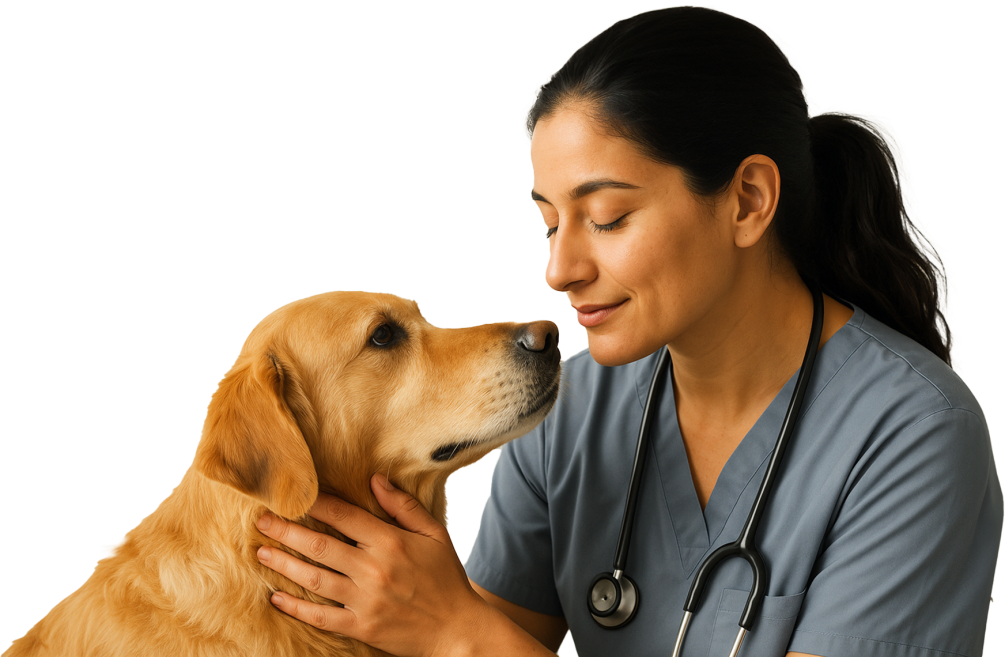 vet with a dog